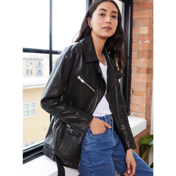 BAUKJEN 'Alma Vegetable Tanned Leather Biker Jacket' in Black - Picture 2 of 15